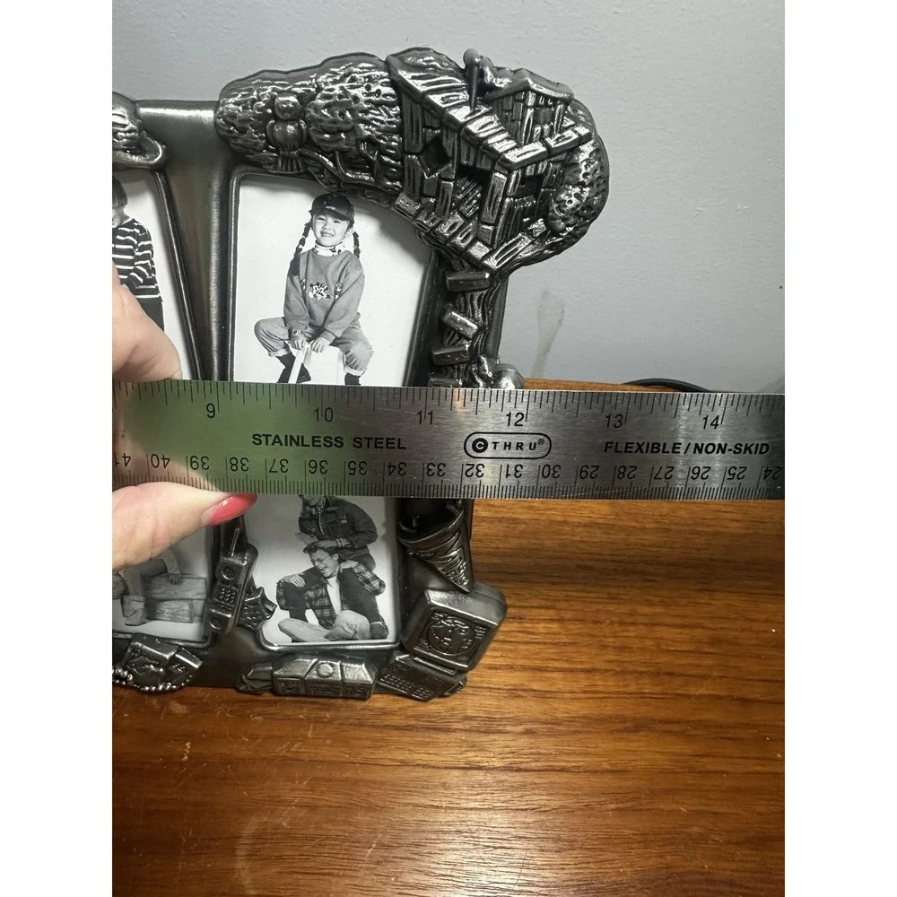 Kids Multi Photo Collage Frame 8 Opening Pewter School Theme Tabletop
